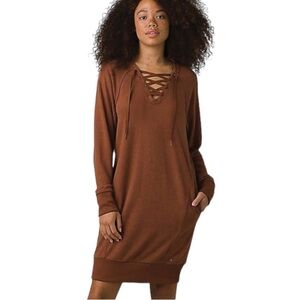 NWT PrAna Cozy Up Terry Dress in Roux Heather Brown Size Small